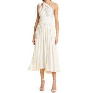 LA LIGNE Helena One-Shoulder Cutout Midi Dress Ivory Size S